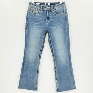 Vigoss Women's Boot Cut Stretch Blue Denim Crop Jeans Size 8 Frayed Hem NWOT